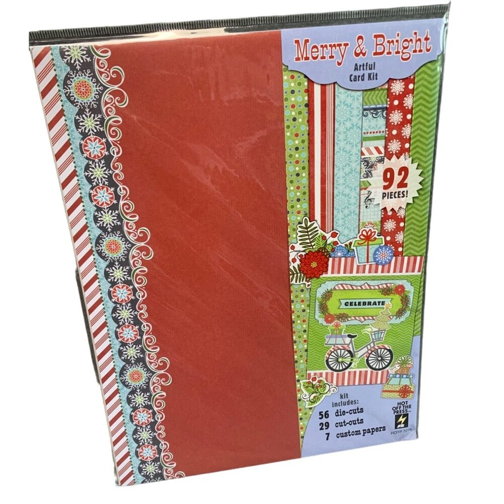 Hot Off The Press Merry & Bright 92-Piece Artful Card Kit Holiday Crafts New!